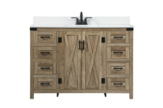 48 inch Single bathroom vanity in natural oak with backsplash
