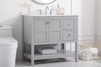36 inch Single Bathroom Vanity in Gray with Backsplash