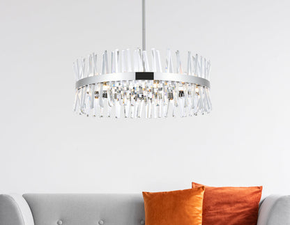 Serephina 32 inch crystal round chandelier light in chrome