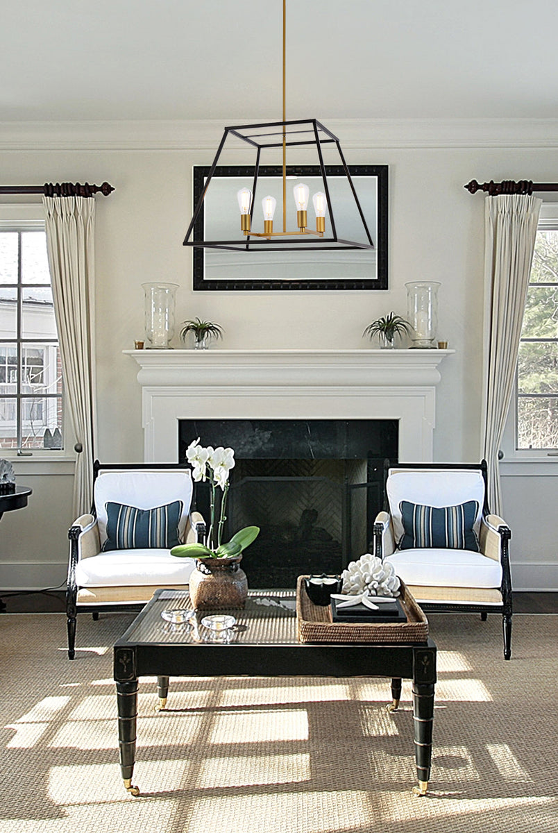 Declan 24 inch pendant in black and brass