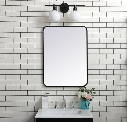 Soft corner metal rectangular mirror 22x30 inch in Black