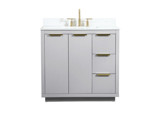 36 inch Single bathroom vanity in grey with backsplash