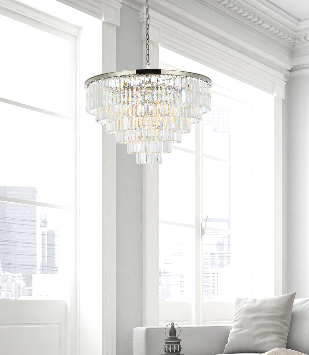 Sydney 33 light polished nickel Chandelier Clear Royal Cut Crystal