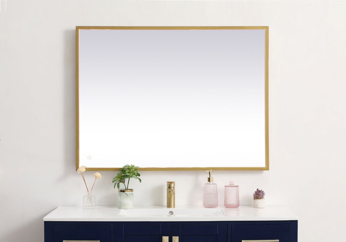 Pier 30x40 inch LED mirror with adjustable color temperature 3000K/4200K/6400K in brass