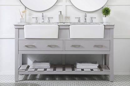 60 inch double bathroom vanity in grey