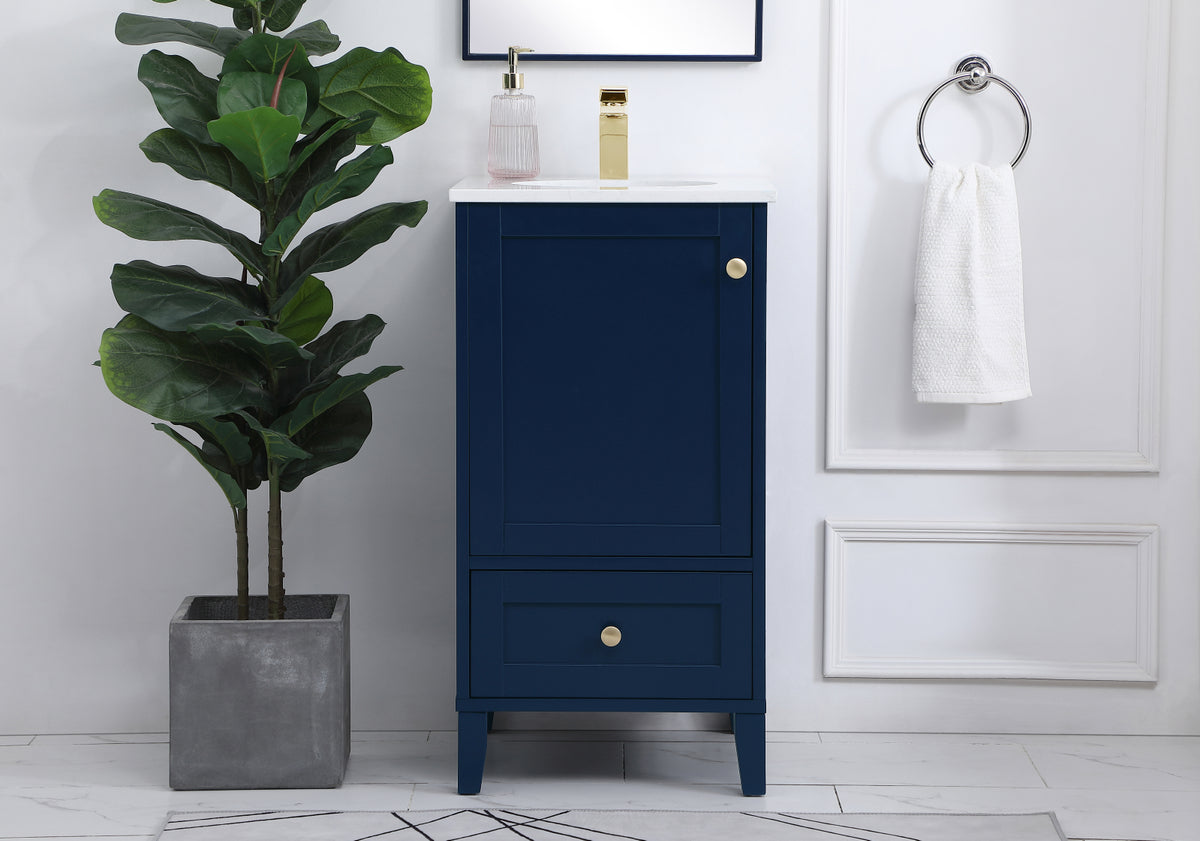 18 inch Single Bathroom Vanity in Blue