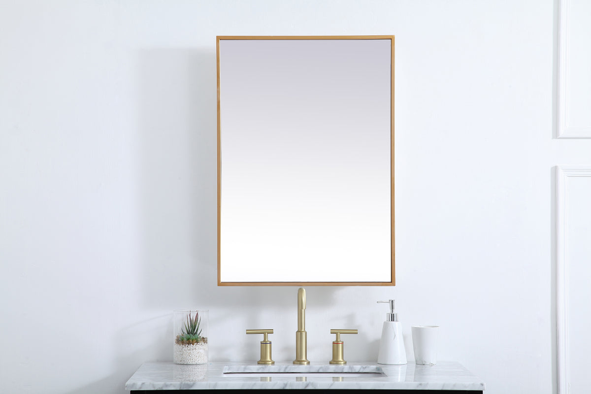 Metal mirror medicine cabinet 20 inch x 28 inch in Brass
