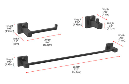 Isla 3-Piece Bathroom Hardware Set in Matte Black