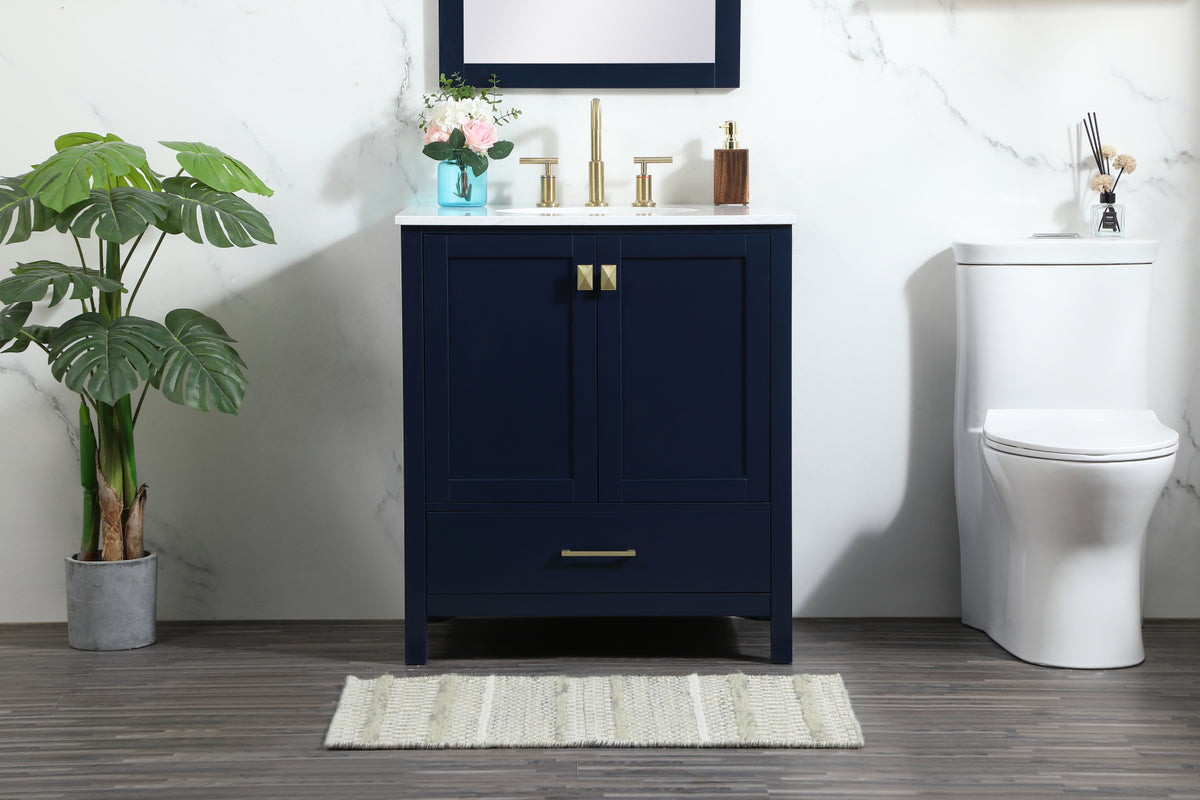 30 inch Single bathroom vanity in blue