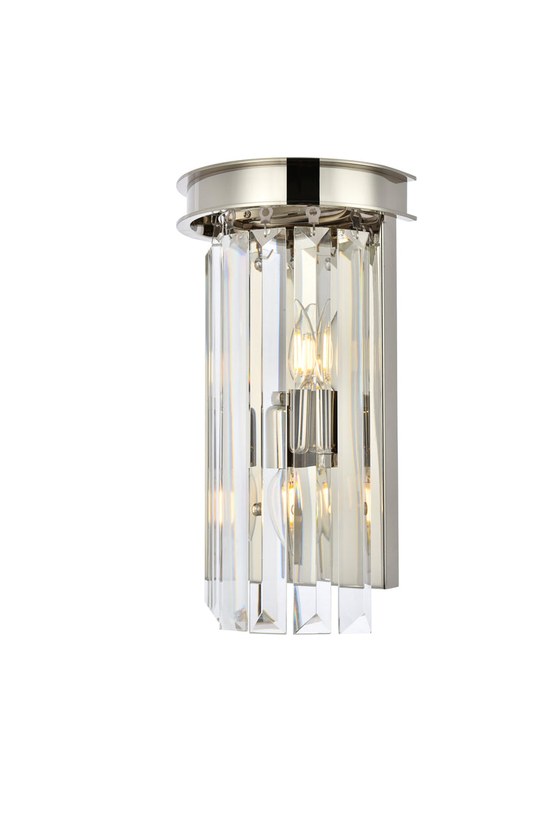Sydney 2 light polished nickel Wall Sconce Clear Royal Cut Crystal