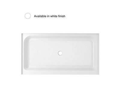 60x36 inch Single threshold shower tray center drain in glossy white