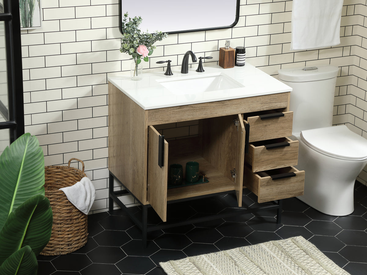 36 inch Single bathroom vanity in natural oak