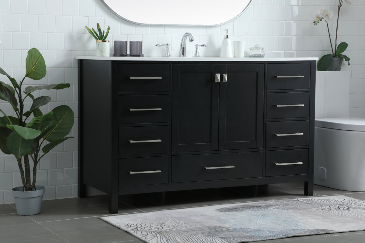 54 Inch SIngle Bathroom Vanity In Black
