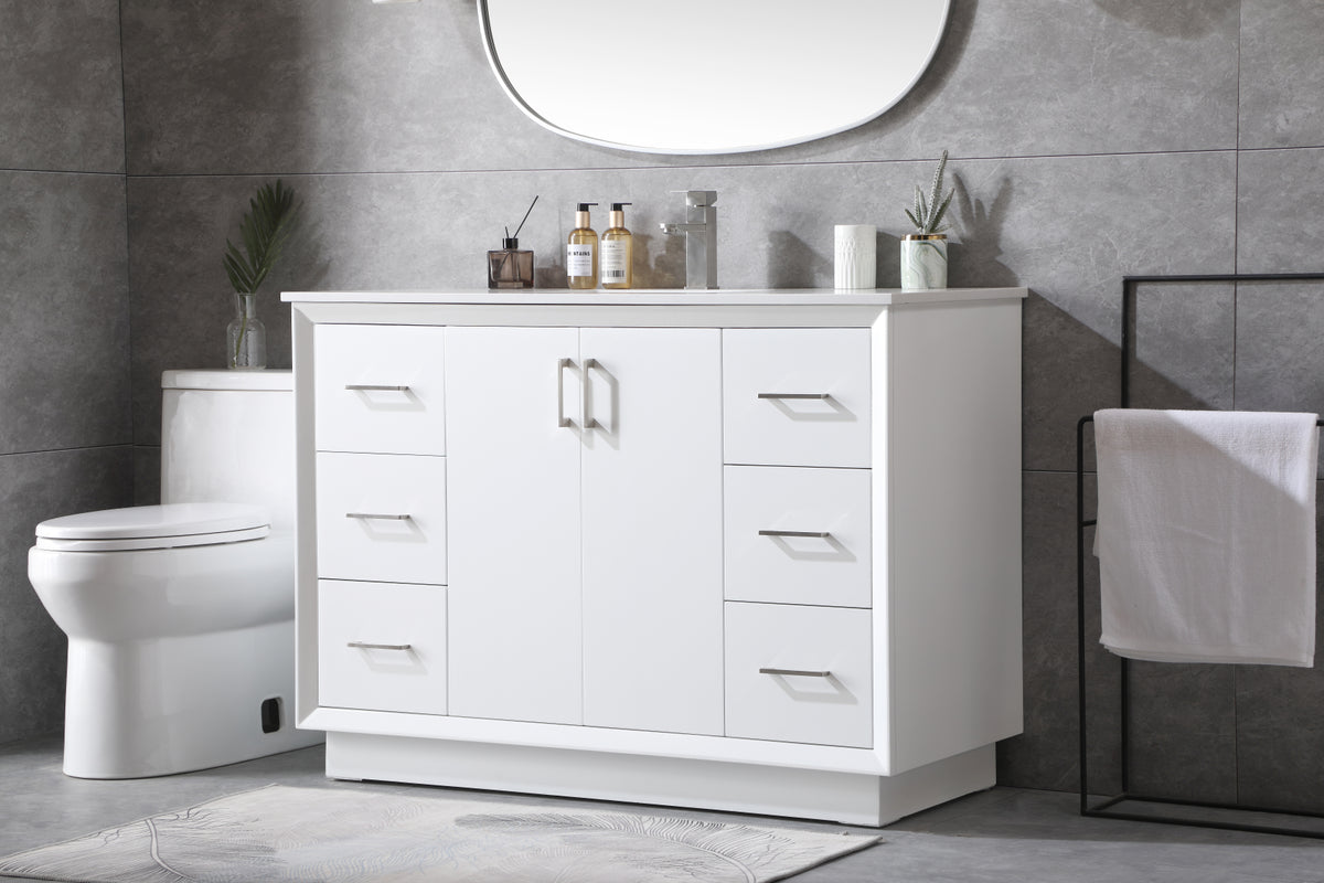 48 Inch SIngle Bathroom Vanity In White