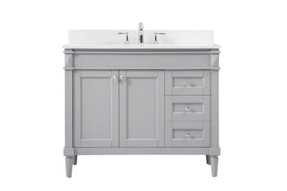 42 inch Single bathroom vanity in grey with backsplash