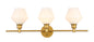 Gene 3 light Brass and Frosted white glass Wall sconce