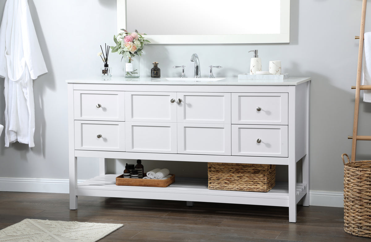 60 inch Single bathroom vanity in white