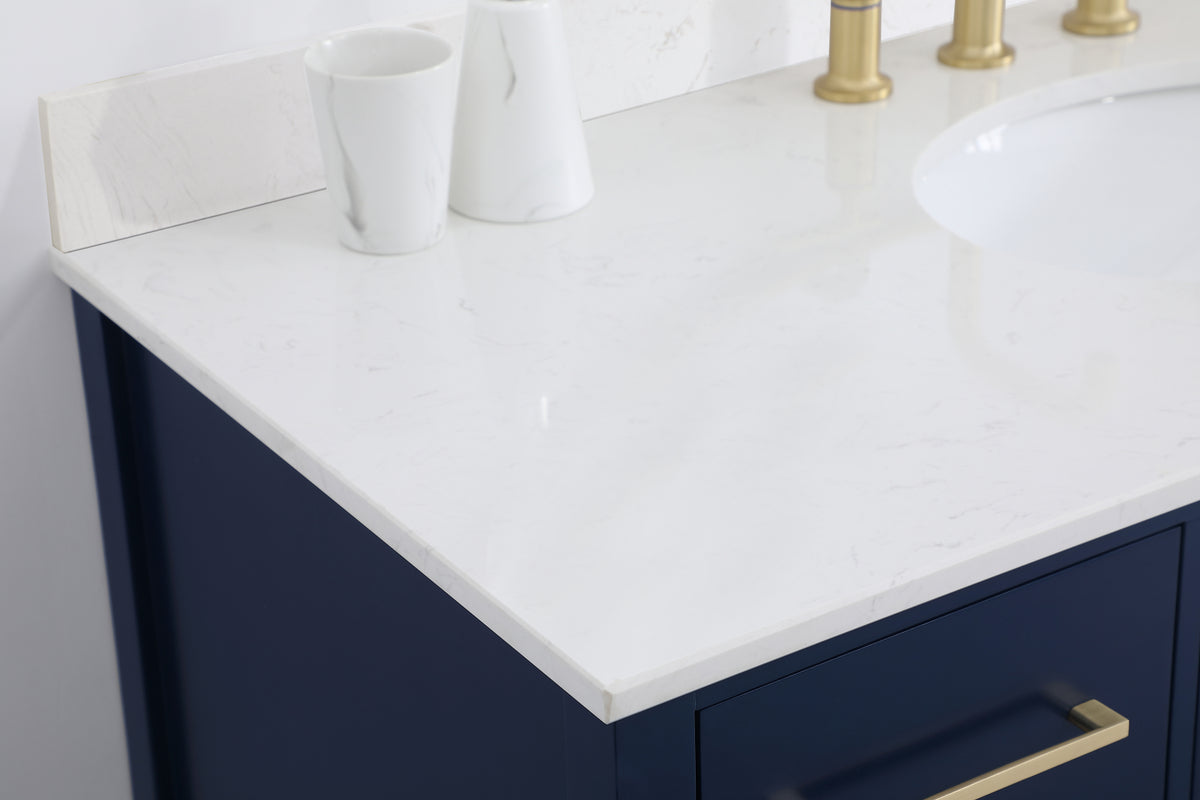 48 inch Single Bathroom Vanity in Blue with Backsplash