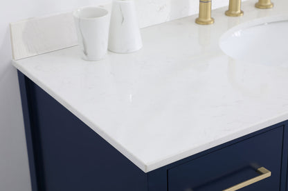 48 inch Single Bathroom Vanity in Blue with Backsplash