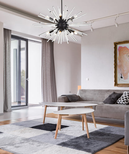 Sienna 32 inch crystal rod pendant in black