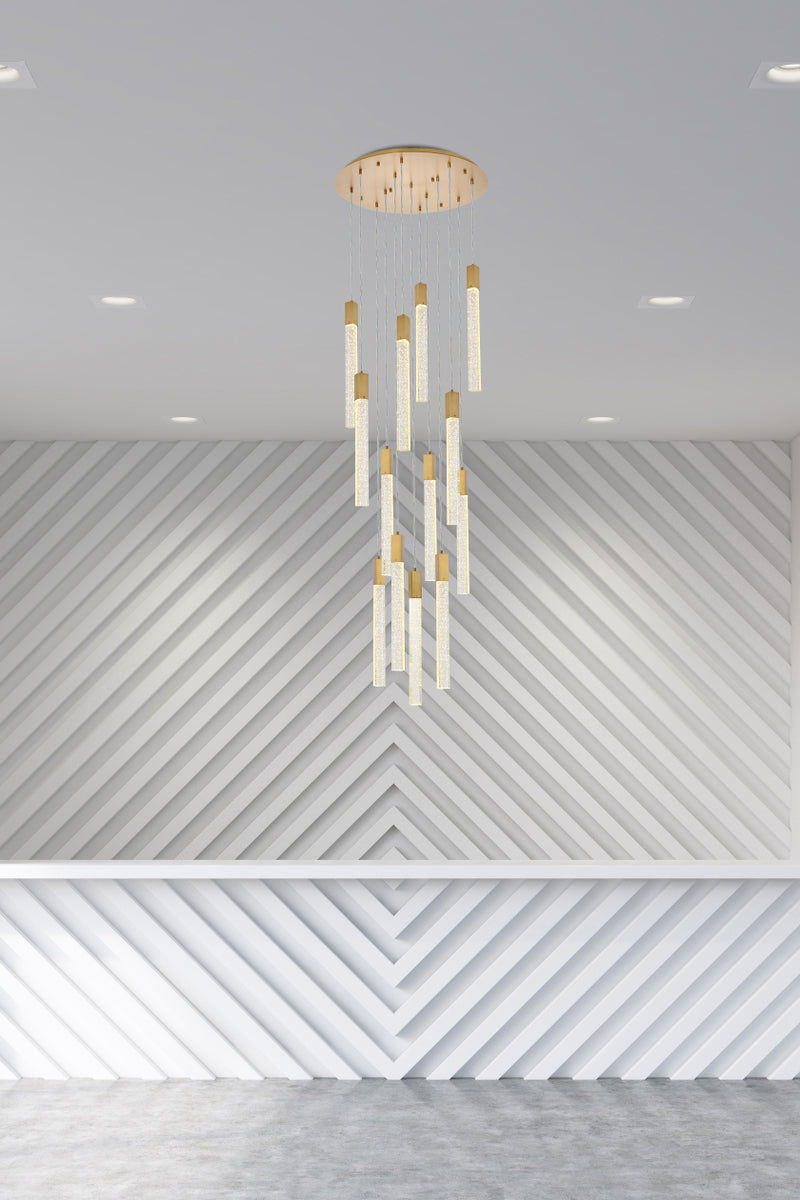 Weston 13 lights pendant in satin gold