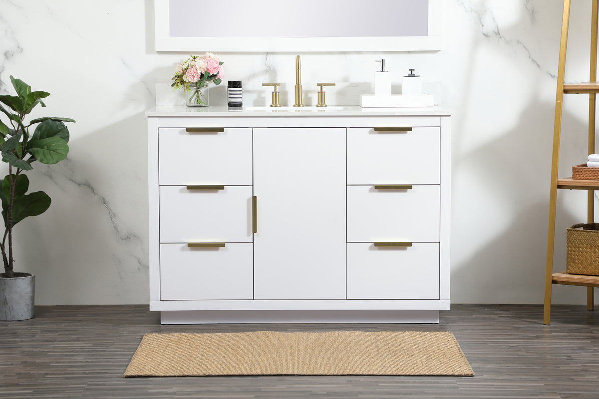 48 inch Single bathroom vanity in white with backsplash