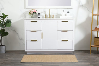 48 inch Single bathroom vanity in white with backsplash