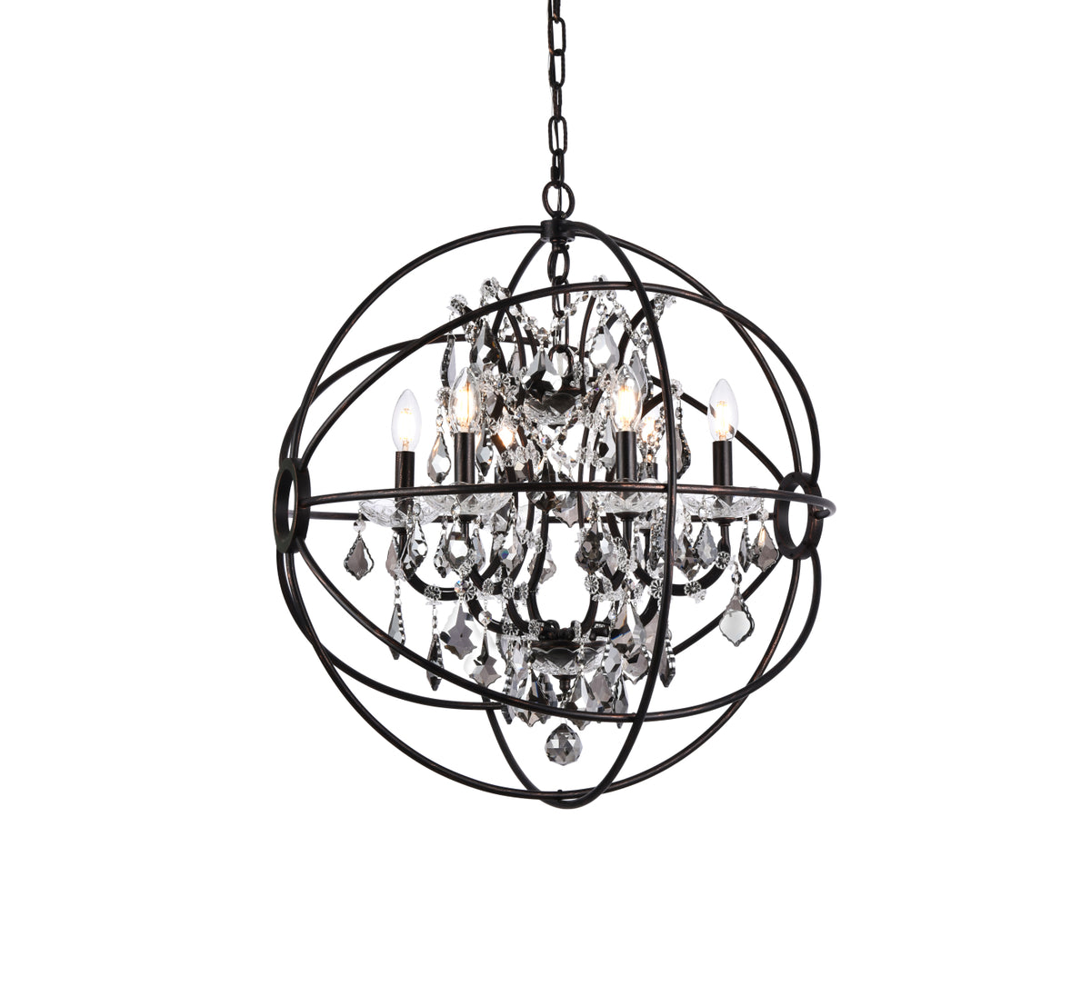 Geneva 6 light Dark Bronze Chandelier Silver Shade (Grey) Royal Cut crystal