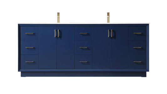 84 Inch Double Bathroom Vanity In Blue