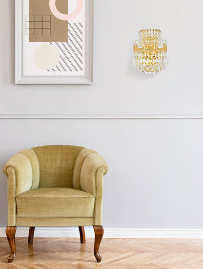 Corona 2 light Gold Wall Sconce Clear Royal Cut Crystal