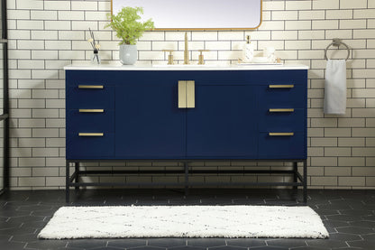 60 inch Single bathroom vanity in blue