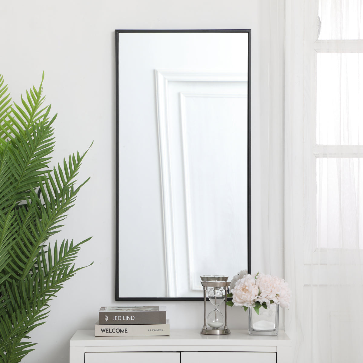 Metal frame rectangle mirror 18 inch in Black