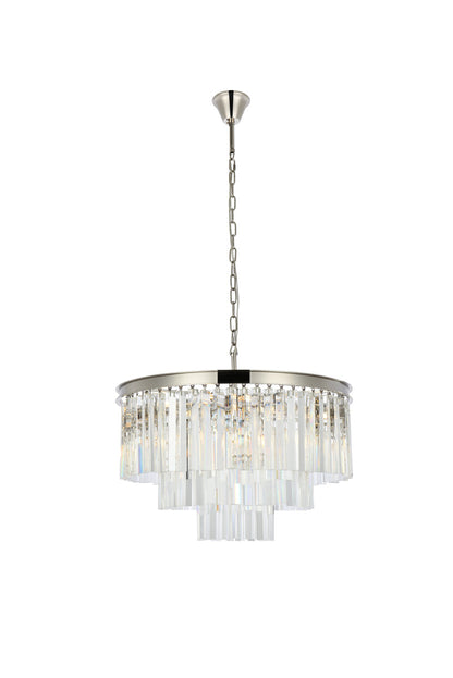 Sydney 9 light polished nickel Chandelier Clear Royal Cut Crystal