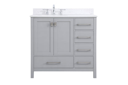 36 inch Single Bathroom Vanity in Gray with Backsplash
