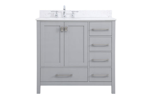 36 inch Single Bathroom Vanity in Gray with Backsplash