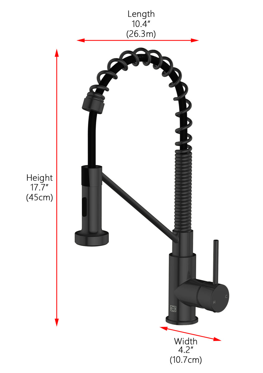 Yara Single Handle Pull Down Sprayer Kitchen Faucet in Matte Black