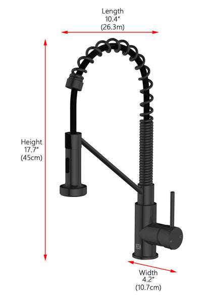 Yara Single Handle Pull Down Sprayer Kitchen Faucet in Matte Black