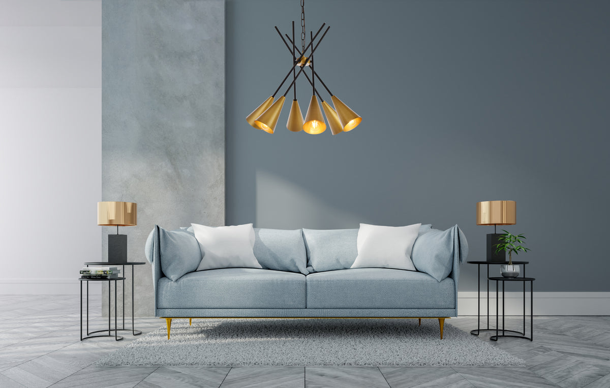 Casen 32 inch pendant in black and brass