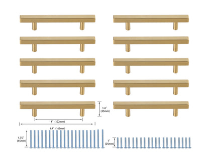 Dior 4" Center to Center Brass Bar Pull Multipack (set of 10)