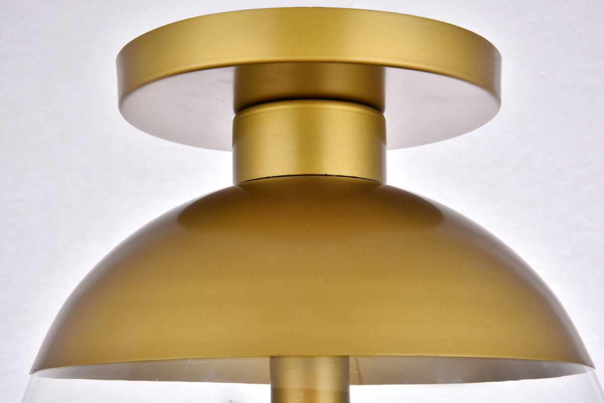 Eclipse 1 Light Brass Flush Mount With Clear Glass