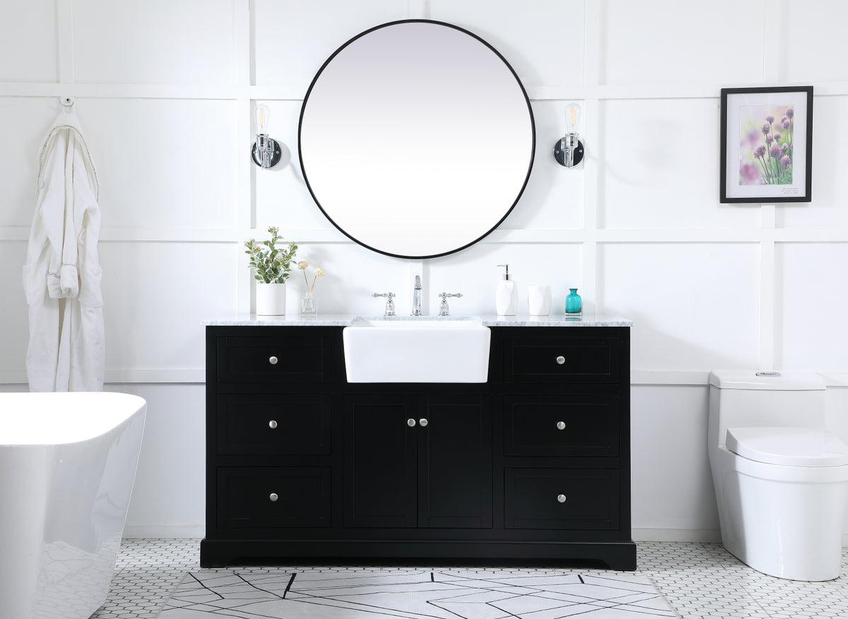 60 inch Single bathroom vanity in black