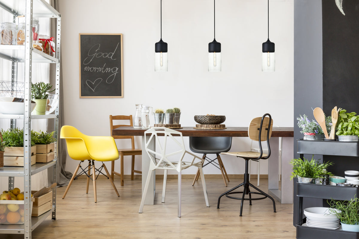 Ashwell 1 Light Black Pendant With Clear Glass