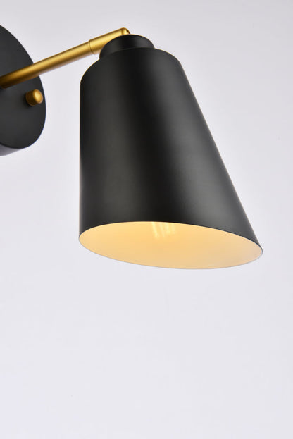 Halycon 5 inch black and brass wall sconce