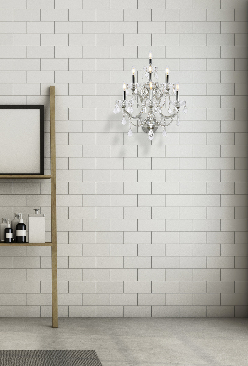 Maria Theresa 7 light Chrome Wall Sconce Clear Royal Cut Crystal