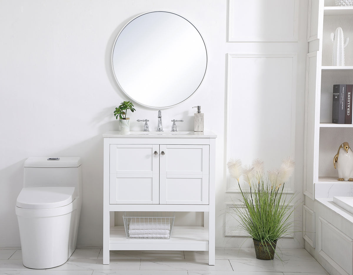30 inch Single Bathroom Vanity in White
