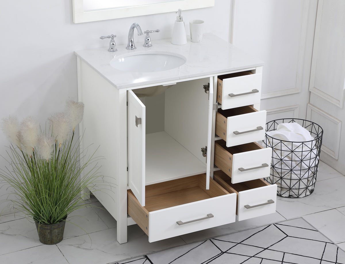 32 inch Single Bathroom Vanity in White