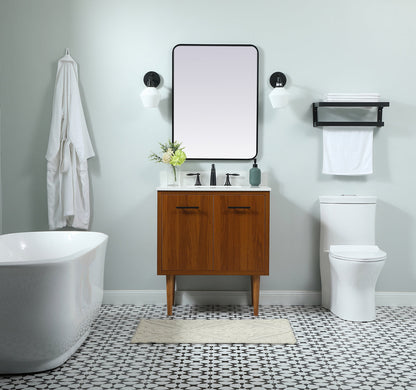 30 inch Single bathroom vanity in teak with backsplash
