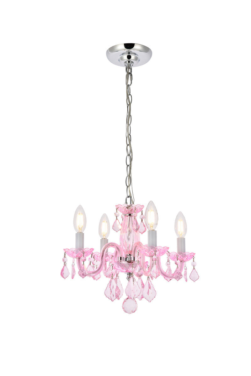 Rococo 4 light Pink Pendant Rosaline (Pink) Royal Cut Crystal