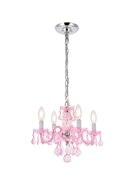 Rococo 4 light Pink Pendant Rosaline (Pink) Royal Cut Crystal
