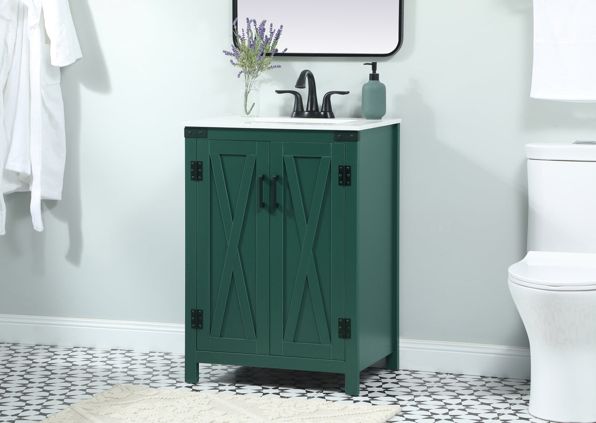 24 inch Single bathroom vanity in green